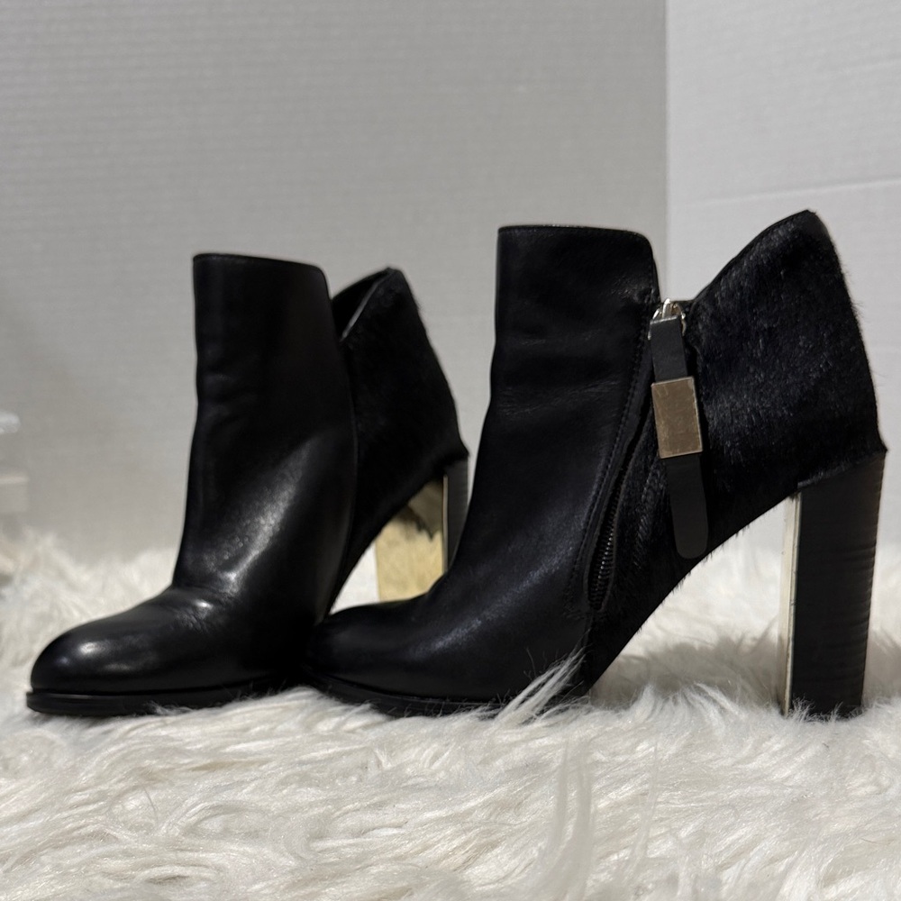 SEE By Chloe Black Ankle Boots with Goldtone Accents
